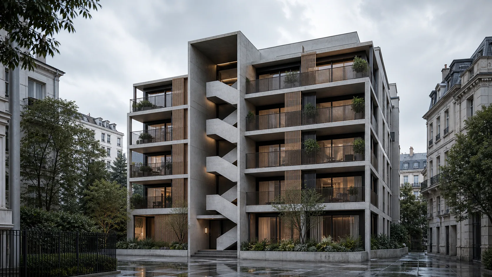3D-Rendering eines modernen Neubauprojekts