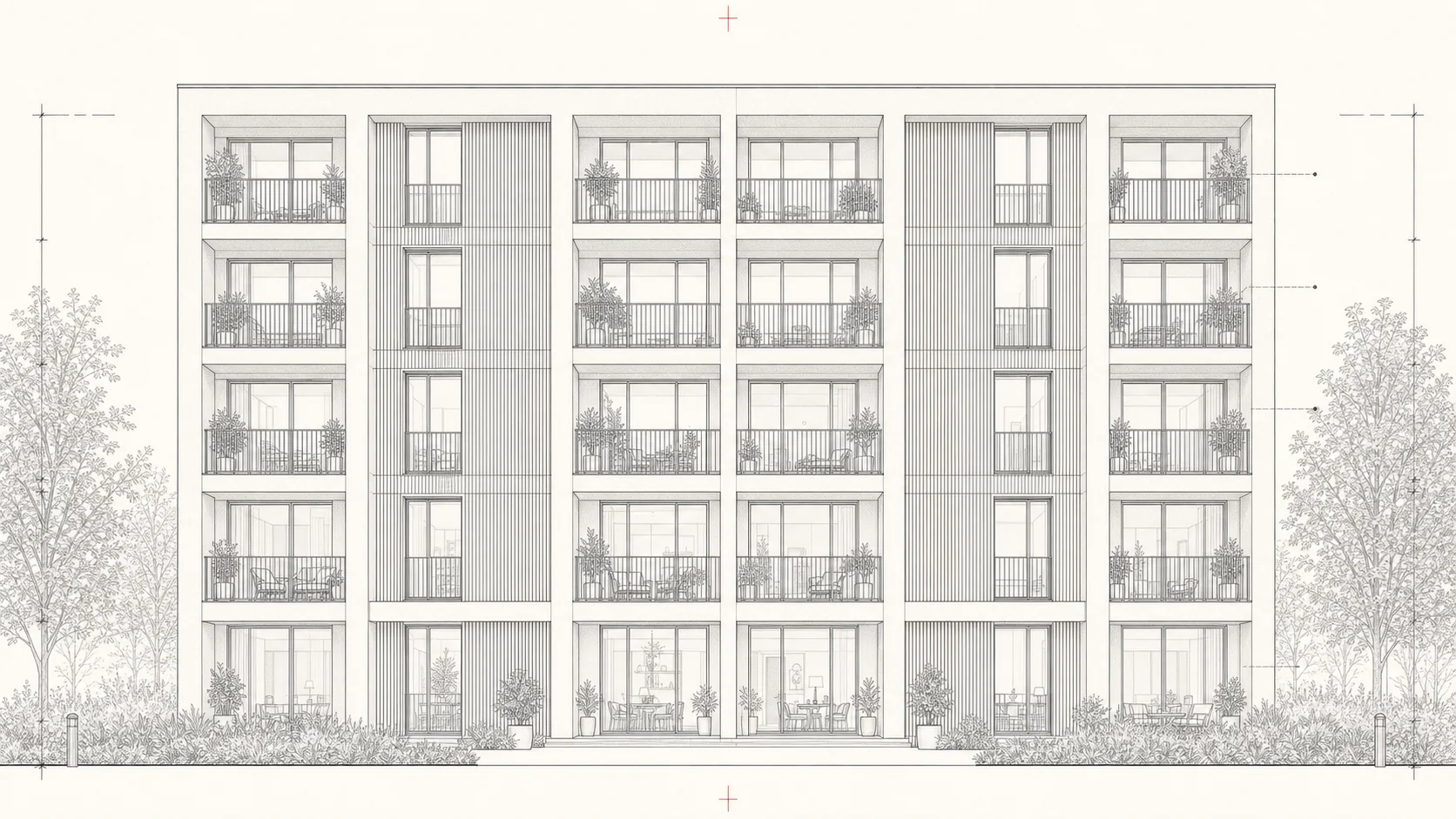 Architektonische Fassadenzeichnung